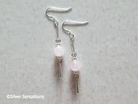 Handcrafted Rose Quartz & Premium Crystal Earrings | 50mm Sterling Silver Jewellery