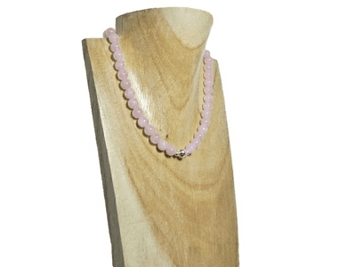 Baby Pink Rose Quartz & Sterling Silver Beaded Necklace