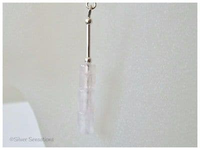Baby Pink Rose Quartz Tubes & Sterling Silver Earrings