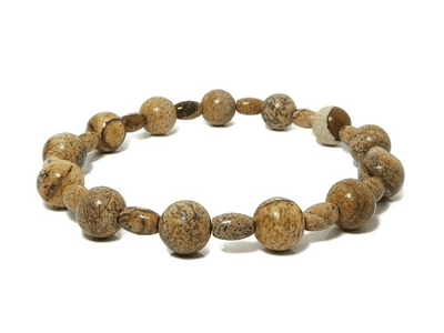 Beige & Brown Picture Jasper Beads Stretch Bracelet