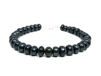 Black Cultured Freshwater Pearls Bracelet With Sterling Silver