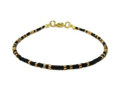 Black & Gold Modern Seed Bead Friendship Bracelet