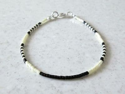 Black & Lemon Yellow Seed Bead Friendship Bracelet