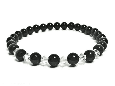 Black Onyx & Sparkly Austrian Made Crystals Beads Bracelet
