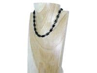 Black Onyx Tubes Unique Necklace With Austrian Crystals & Sterling Silver | Silver Sensations