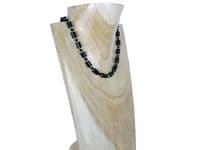 Black Onyx Tubes Unique Necklace With Austrian Crystals & Sterling Silver | Silver Sensations