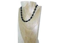 Black Onyx Tubes Unique Necklace With Austrian Crystals & Sterling Silver | Silver Sensations