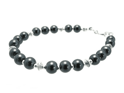 Black Pearls & Silver Beaded Fashion Bracelet