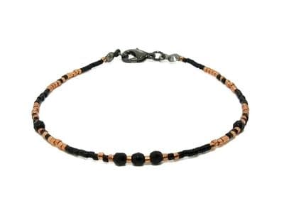 Black & Rose Gold Seed Bead Friendship Ombre Bracelet