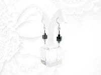 Black & Silver Hematite Geometric Cubes & Sterling Silver Drop Earrings | Semi Precious Gemstone Earrings | Silver Sensations