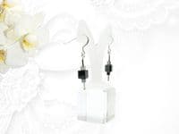 Black & Silver Hematite Geometric Cubes & Sterling Silver Drop Earrings | Semi Precious Gemstone Earrings | Silver Sensations