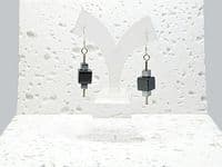 Black & Silver Hematite Geometric Cubes & Sterling Silver Drop Earrings | Semi Precious Gemstone Earrings | Silver Sensations