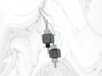 Black & Silver Hematite Geometric Cubes & Sterling Silver Drop Earrings | Semi Precious Gemstone Earrings | Silver Sensations