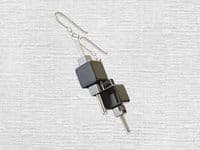 Black & Silver Hematite Graduated Square Cubes & Sterling Silver Drop Earrings | Silver Sensations