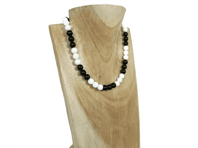 Black & White! Black Onyx & Snow White Agate Sterling Silver Necklace