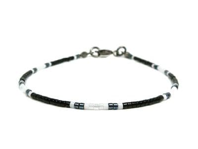Black & White Dainty Seed Bead Friendship Bracelet