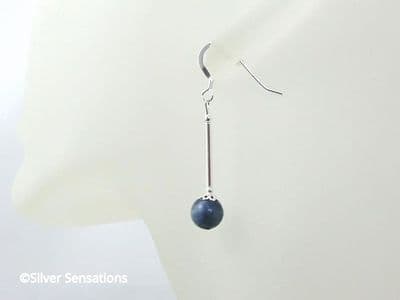 Blue Grey Aventurine & Sterling Silver Drop Earrings