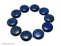 Blue Lapis Lazuli Coin Beads & Sterling Silver Bracelet | Silver Sensations