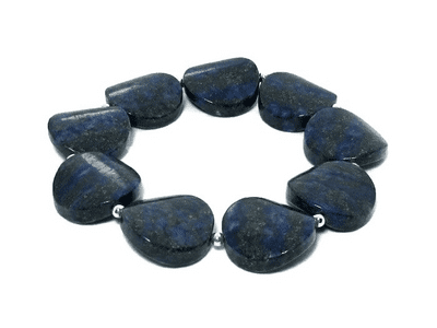 Blue Lapis Lazuli Twisted Chunky Coin Beads & Sterling Silver Bracelet