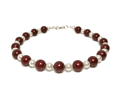 Bridesmaids Burgundy & Cream Premium Pearls Bracelet