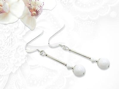 Bright White Agate & Sterling Silver Earrings