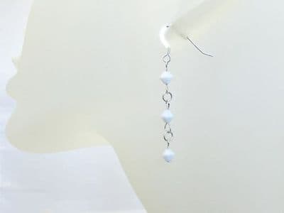 Bright White Crystals & Sterling Silver Earrings