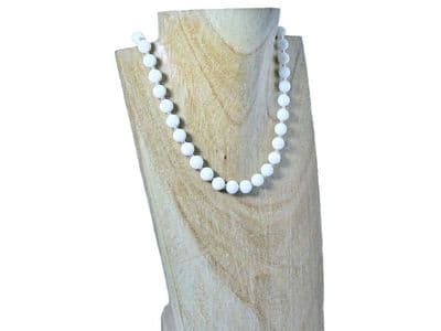 Brilliant White Agate Necklace With Sterling Silver Beads