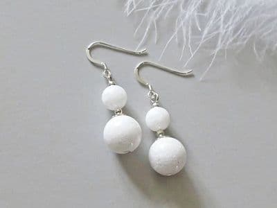 Brilliant White Agate & Sterling Silver Earrings