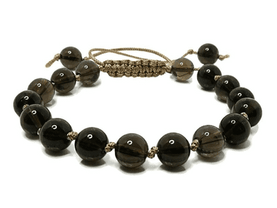 Brown Smokey Quartz Knotted Macrame Style Sliding Knot Bracelet