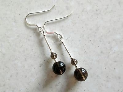 Brown Smokey Quartz & Sterling Silver Drop Earrings