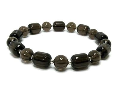 Brown Smokey Quartz & Sterling Silver Stretchy Bracelet