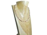 Burgundy Red, Pink & White Seed Bead Choker / Necklace | Silver Sensations