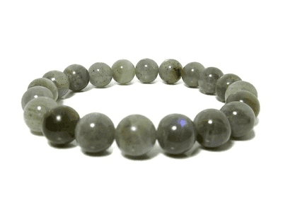 Chunky Iridescent Glowing Grey Labradorite Bead Bracelet