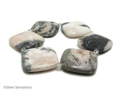 Chunky Pink & Grey Flamingo Jasper & Austrian Made Crystals Bead Cuff Bracelet