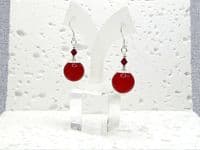 Chunky Red Jade & Sterling Silver Dangly Earrings With Premium Crystals | Semi Precious Gemstones | Silver Sensations Jewellery