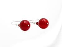 Chunky Red Jade & Sterling Silver Dangly Earrings With Premium Crystals | Semi Precious Gemstones | Silver Sensations Jewellery