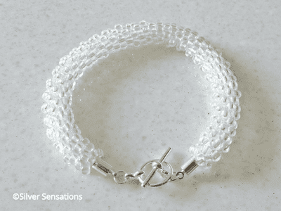 Clear Crystal AB Rainbow Kumihimo Seed Bead Bracelet