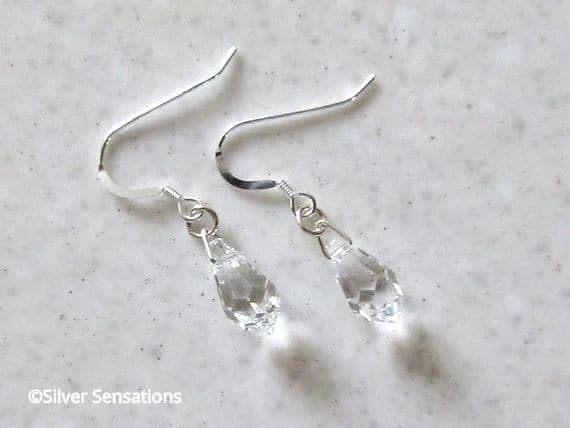 Clear Austrian Made Crystals & Sterling Silver Short Earrings | Handmade Crystal Earrings | Silver Sensations