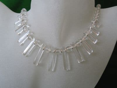 Clear Rock Crystal Cleopatra Necklace With Sterling Silver