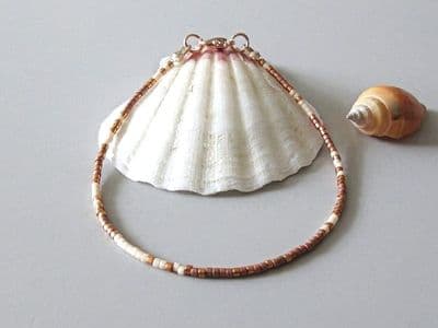 Copper, Brown & Peach Seed Bead Stacker Bracelet