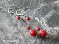 Coral Red Pearl Sterling Silver Earrings With Swarovski Pearls | Silver Sensations