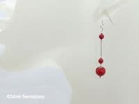 Coral Red Pearl Sterling Silver Earrings With Swarovski Pearls | Silver Sensations