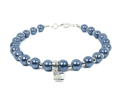 Cornflower Blue Pearls & Silver Charm Beaded Fashion Bracelet