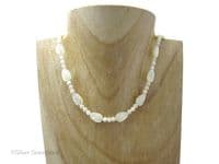 Mother of Pearl Carved Leaf Necklace | 19