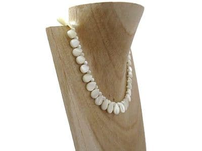 Cream Mother Of Pearl Teardrops Sterling Silver Unique Necklace