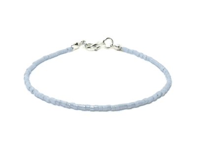Dainty Baby Blue Seed Bead Boho Stacking Anklet