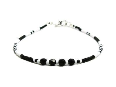 Dainty Black & White Layering Friendship Bracelet