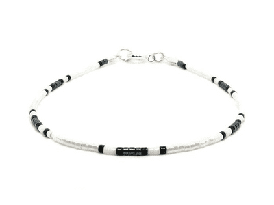 Dainty Black & White Seed Bead Holiday Anklet