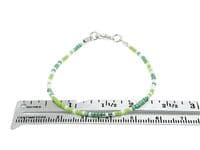 Dainty Bright Green & White Seed Bead Stacking Beach Bracelet | Silver Sensations