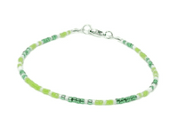 Dainty Bright Green & White Seed Bead Stacking Beach Bracelet | Silver Sensations